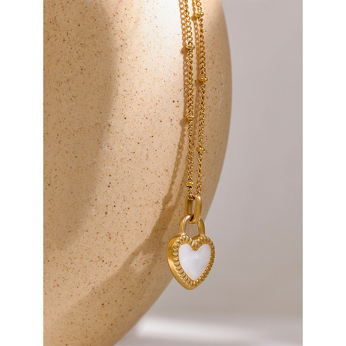 Collier avec pendentif en forme de cœur, Style Simple, plaqué en acier inoxydable, 1 pièce