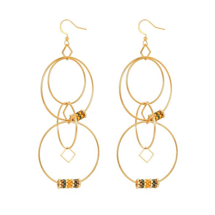 1 Pair Exaggerated Simple Style Circle Polishing Plating Inlay Stainless Steel  Glass Gold Plated Drop Earrings