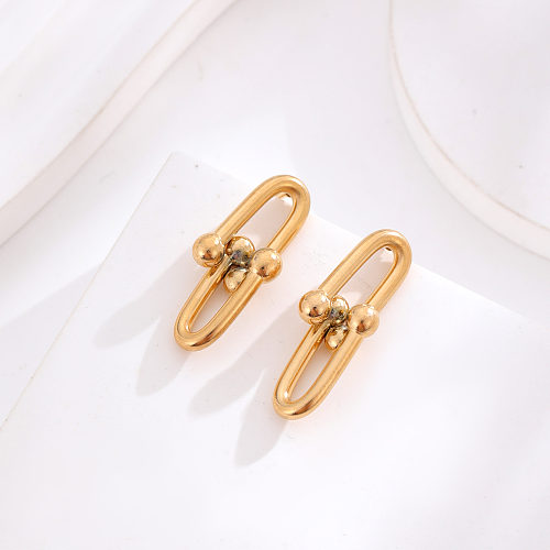 1 Pair Simple Style Classic Style Solid Color Stainless Steel Plating 24K Gold Plated Earrings