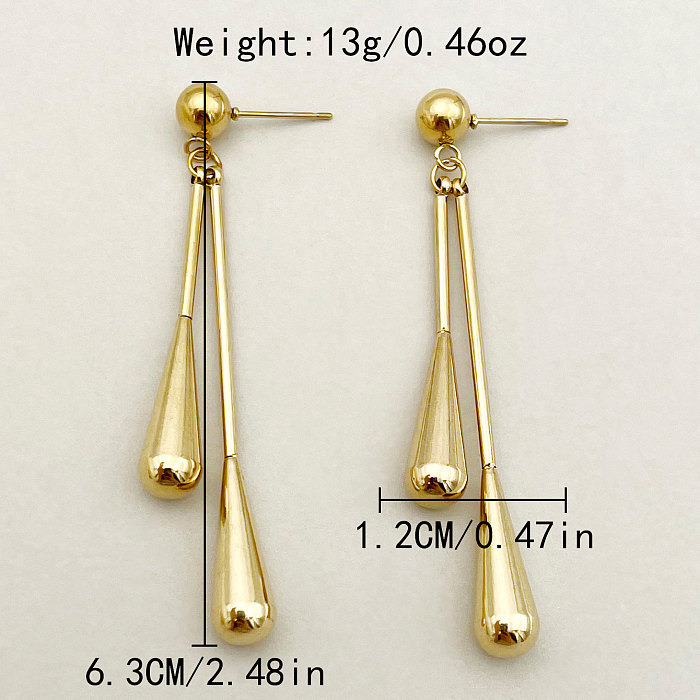 1 Pair Vintage Style Solid Color Plating Stainless Steel  Gold Plated Drop Earrings