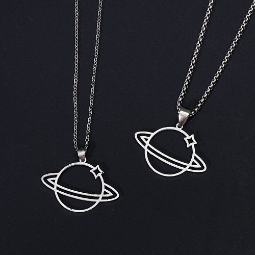 Hip-Hop Planet Stainless Steel Stoving Varnish Pendant Necklace