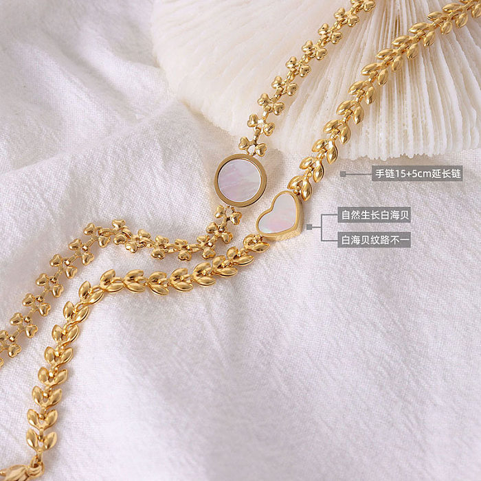 Bijoux en gros chaîne de blé blanc en forme de coeur coquille titane acier Bracelet bijoux