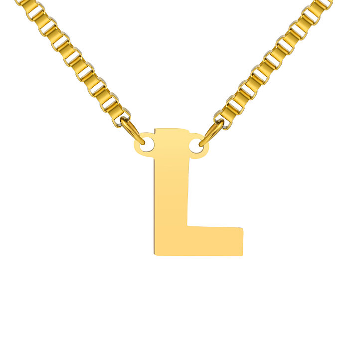 Casual Classic Style Letter Stainless Steel  Inlay Zircon Pendant Necklace