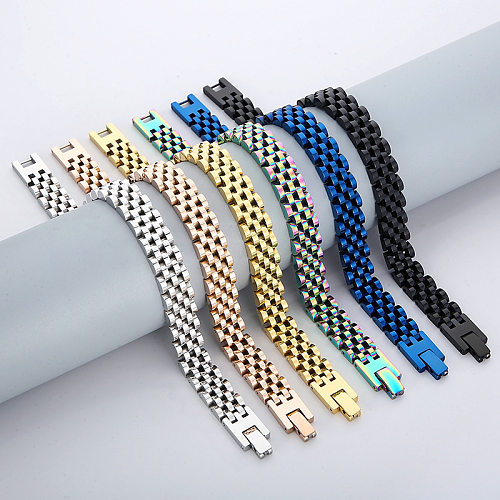 Großhandelsgeschäfts-einfacher Art-Wellen-Titanstahlüberzug-vergoldete versilberte Armbänder