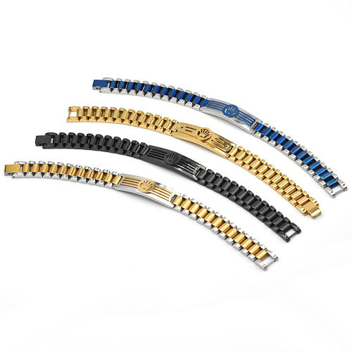 Classic Style Solid Color Stainless Steel Plating Bracelets
