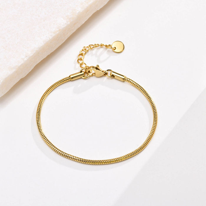 Casual Solid Color Stainless Steel Plating Gold Plated Bracelets