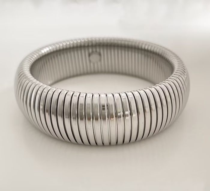 Hip-Hop Solid Color Stainless Steel Plating Bangle