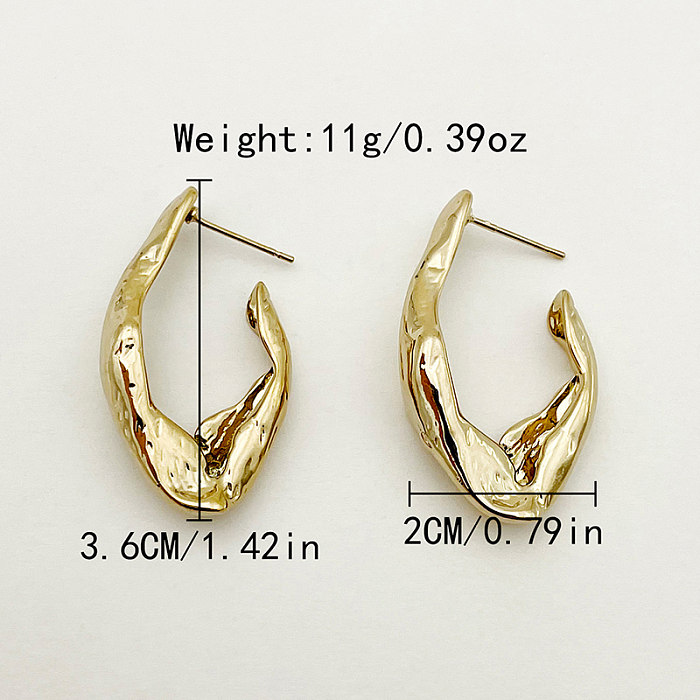 1 Paar elegante, schlichte Pendel-Ohrringe mit unregelmäßiger Beschichtung aus Edelstahl, vergoldet