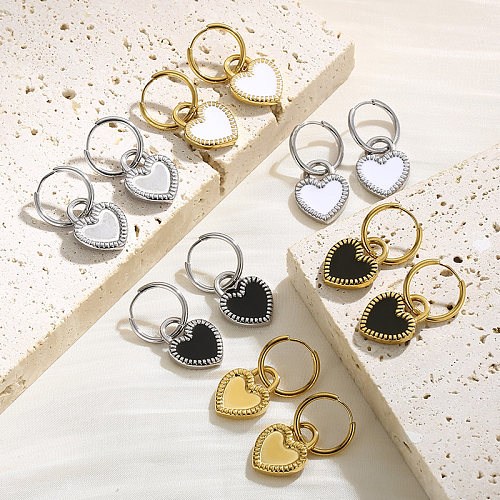 1 Pair Modern Style Streetwear Heart Shape Epoxy Plating Stainless Steel  18K Gold Plated Drop Earrings