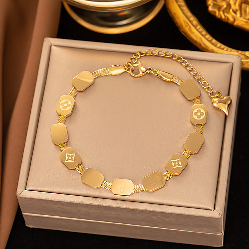 Elegantes pulseiras banhadas a ouro 18K com trevo de quatro folhas em titânio
