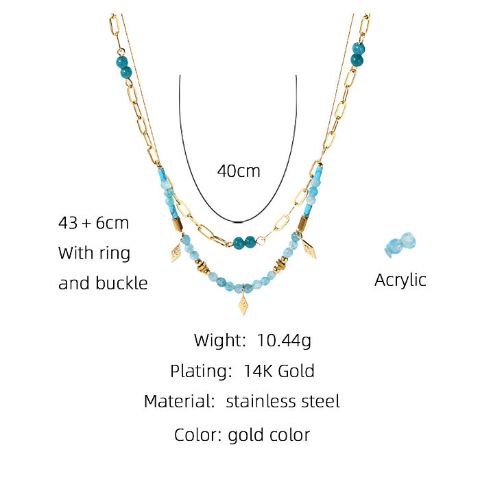 IG Style Original Design Geometric Stainless Steel  14K Gold Plated Necklace In Bulk
