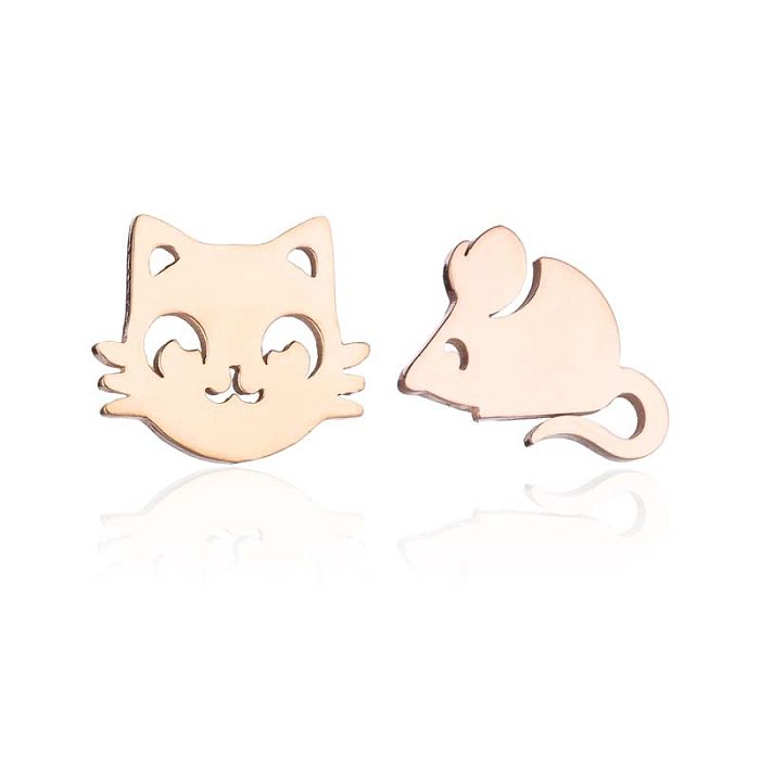 Brincos de orelha revestidos de aço inoxidável Fashion Cat 1 par