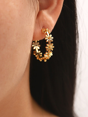 Fashion Flower Stainless Steel  Earrings Gold Plated Stainless Steel  Earrings