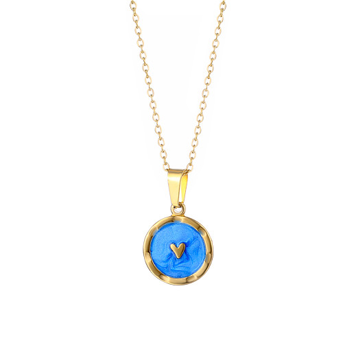 1 Piece Fashion Round Heart Shape Stainless Steel  Stainless Steel Plating Inlay Zircon Pendant Necklace