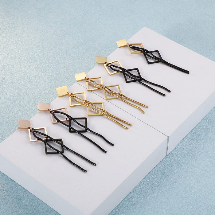 Moda coreana graciosa geométrica de aço inoxidável brincos femininos novos brincos longos prismáticos atacado