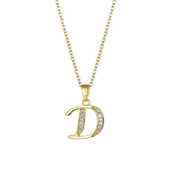 1 Piece Fashion Letter Stainless Steel  Stainless Steel Plating Inlay Zircon Pendant Necklace