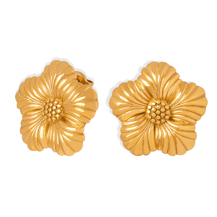 1 Pair Casual Solid Color Plating Stainless Steel 18K Gold Plated Ear Studs