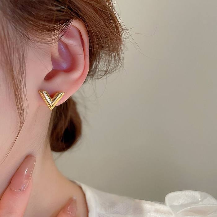 1 par de pinos de orelha banhados a ouro 18K de aço inoxidável com letras estilo IG