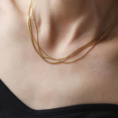 Simple Style Solid Color Stainless Steel Plating Gold Plated Necklace