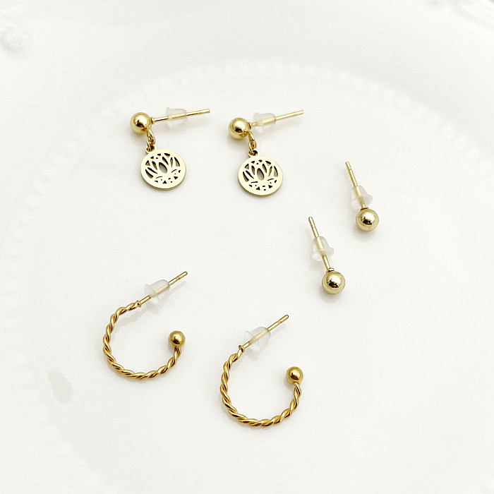 1 Set French Style Sweet Simple Style Geometric Tassel Heart Shape Plating Inlay Stainless Steel  Artificial Crystal Artificial Pearl Zircon Gold Plated Ear Studs
