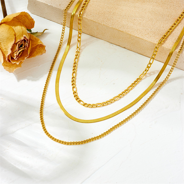 Simple Style Solid Color Stainless Steel Plating Gold Plated Pendant Necklace