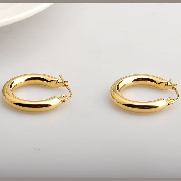 1 Pair Simple Style C Shape Plating Stainless Steel Earrings