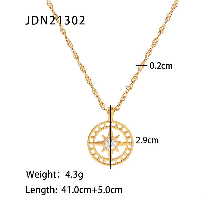 Retro Geometric Stainless Steel  Stainless Steel Plating Zircon Necklace