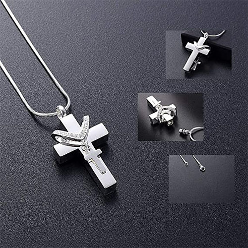 Streetwear Cross Heart Shape Stainless Steel Polishing Inlay Artificial Diamond Pendant Necklace