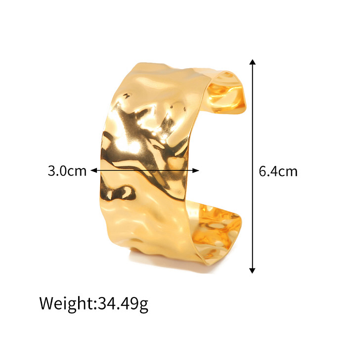 سوار من الفولاذ المقاوم للصدأ مطلي بالذهب عيار 14 قيراط بتصميم بسيط من IG Style