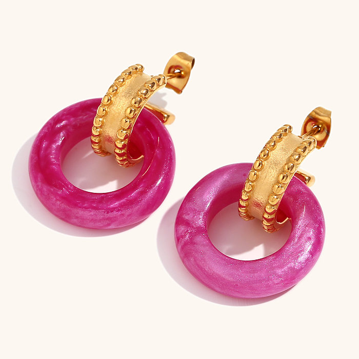 1 Paar Retro-Dame-Ohrringe aus Edelstahl mit geometrischer Beschichtung