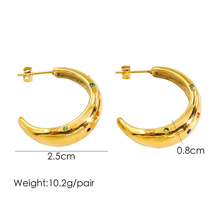 1 Pair Classic Style C Shape Plating Stainless Steel  Earrings