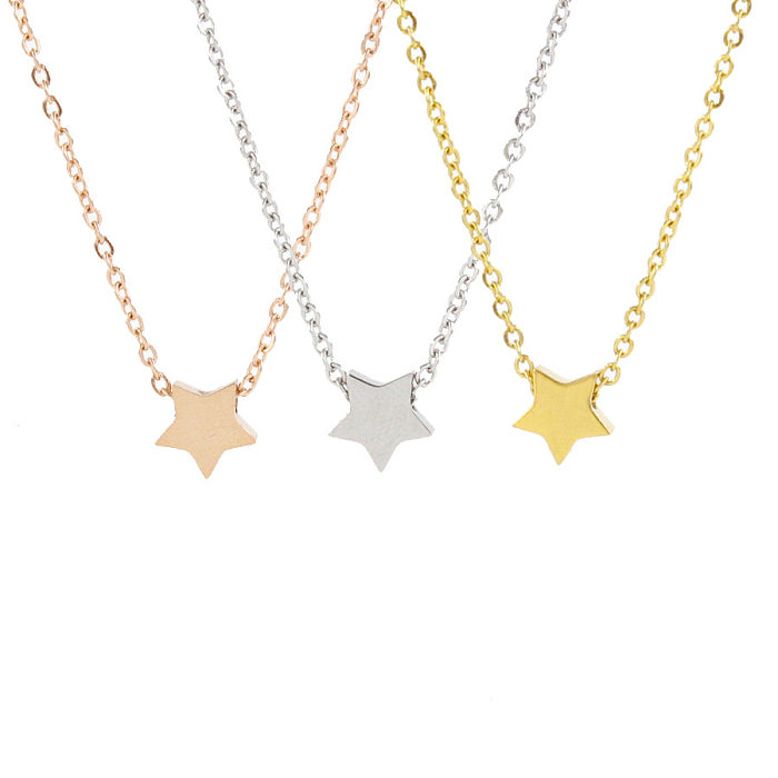 Schlichter Stern-Halskette mit Edelstahlbeschichtung, 18 Karat vergoldet, rosévergoldet