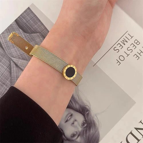 Women'S Fashion Round Stainless Steel Bangle No Inlaid Stainless Steel Bracelets