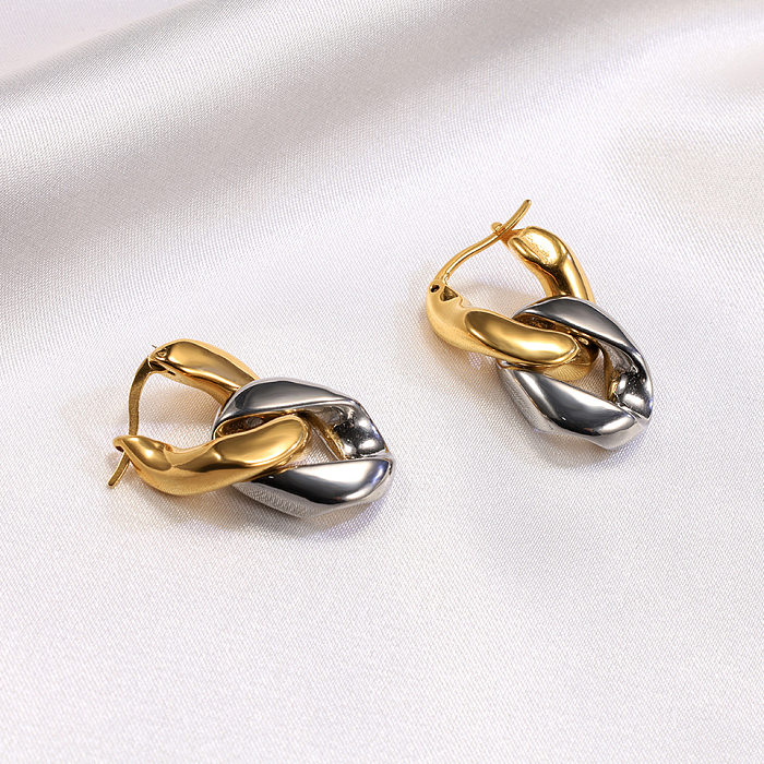 1 Pair Simple Style Color Block Plating Stainless Steel Gold Plated Drop Earrings