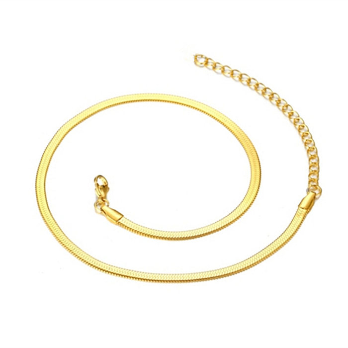 Gargantilla minimalista con cadena de hueso de serpiente de acero inoxidable Simple a la moda de 18K, joyería al por mayor