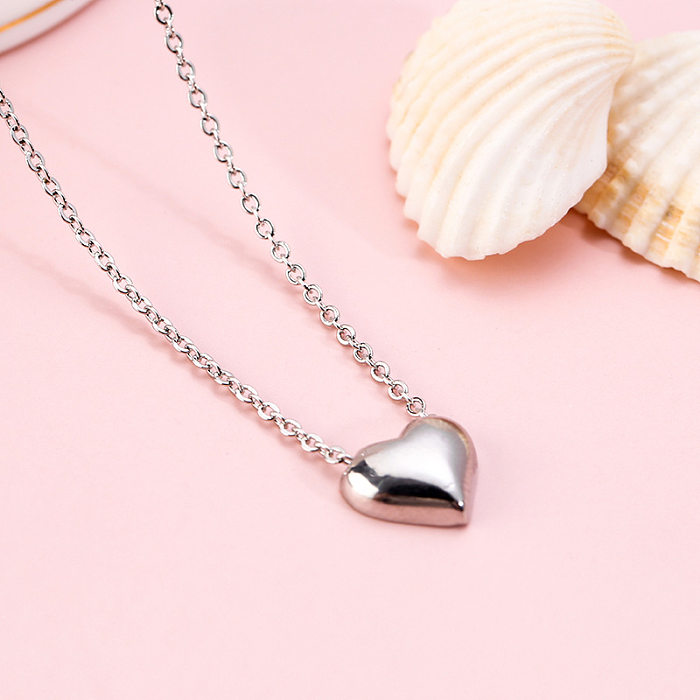Collier en acier inoxydable avec cœur Simple, bijoux, vente en gros