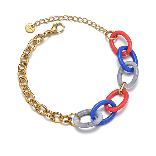 1 Piece Simple Style Geometric Stainless Steel Arylic Bracelets