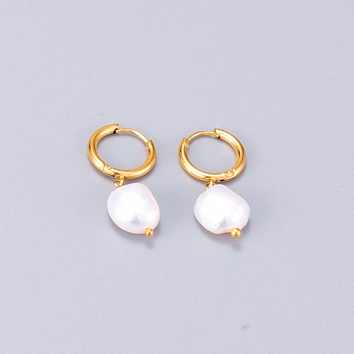 Elegant Geometric Stainless Steel Drop Earrings Plating Pearl Stainless Steel  Earrings