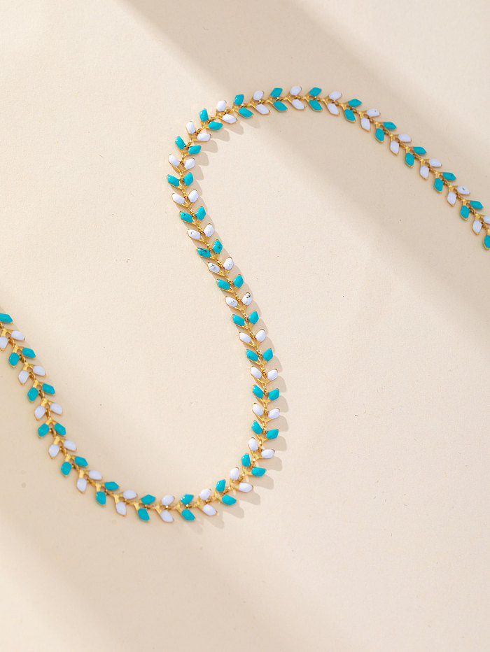 Hawaiianische Halskette mit tropischer Maserung aus Edelstahl mit Einbrennlackierung