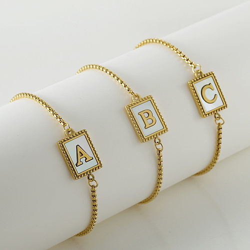 Bracelets plaqués en acier inoxydable avec lettres tendance, 1 pièce