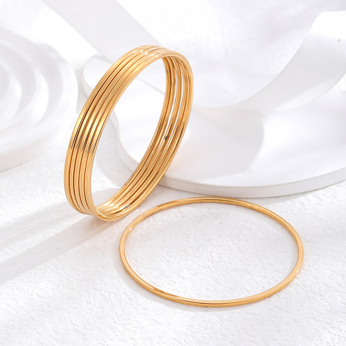 Estilo simples estilo clássico círculo titânio aço chapeamento pulseira banhada a ouro 24K