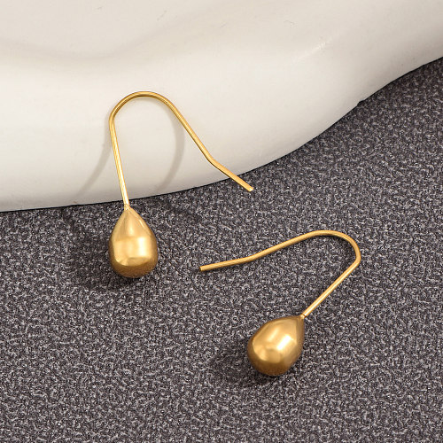 1 Paar schlichte Wassertropfen-Ohrringe im französischen Stil mit Edelstahlbeschichtung und 14-Karat-Vergoldung