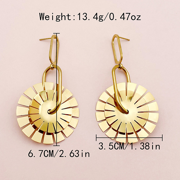 1 Pair Casual Gear Plating Stainless Steel  Gold Plated Earrings