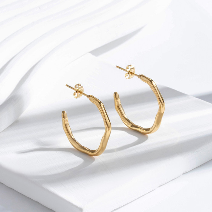 Edelstahl-Ohrringe mit leichtem Luxus und Einfachheit, Persönlichkeit, C-förmige Bambus-Ohrringe aus glänzendem Twist