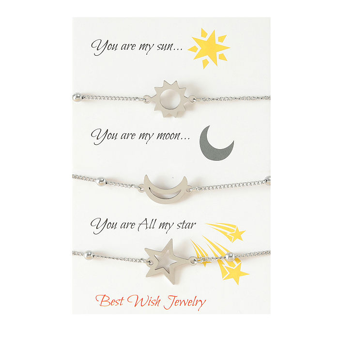 Bracelets de polissage à tricoter en acier inoxydable, Style Simple et romantique, élégant, soleil, étoile, lune