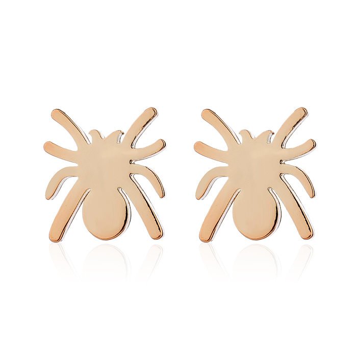Clous d'oreilles ajourés en acier inoxydable, forme d'araignée en forme de cœur, Style Simple, 1 paire