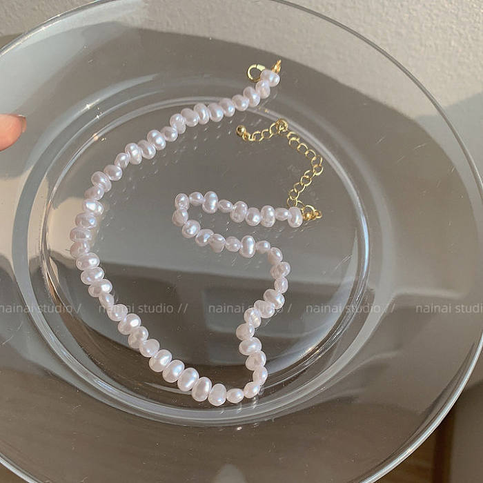 Einfache runde Perlenkette aus Edelstahl