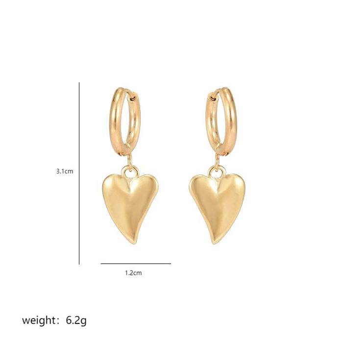 1 Pair Commute Heart Shape Polishing Plating Stainless Steel  18K Gold Plated Drop Earrings