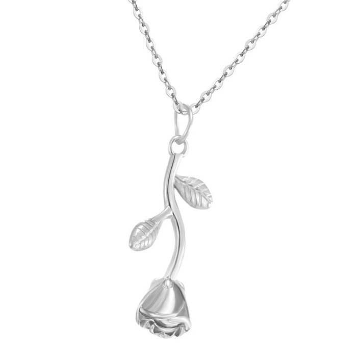 Elegant Lady Flower Stainless Steel Pendant Necklace
