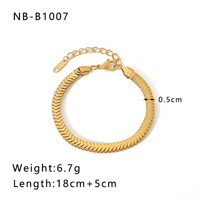 Hip-Hop Vintage Style Classic Style Solid Color Stainless Steel Plating Braid Pleated 18K Gold Plated Bracelets